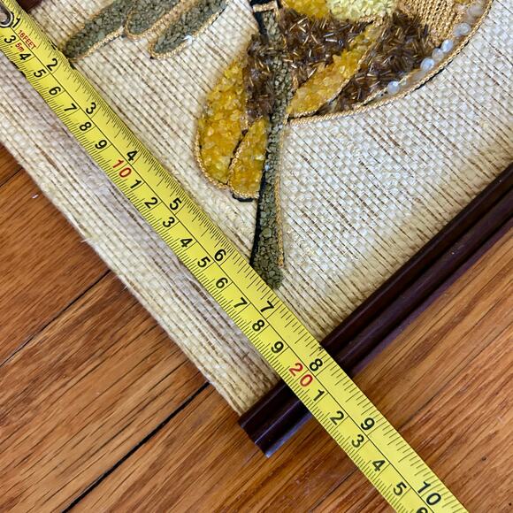 Vintage Burlap Wall Art with Birds – Mid Century Textured Wall Hanging - Picture 15 of 15